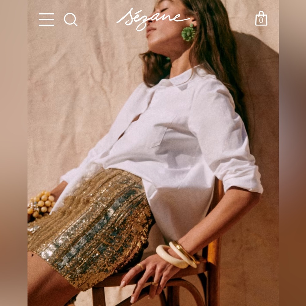 NWT Sezane Rick Gold Sequin Shorts. Size 6